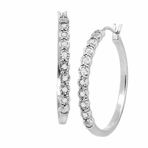 1/4 ct Diamond Hoop Earrings in Sterling Silver