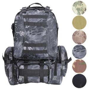 55L Backpack Molle Sport Military Tactical Bag Camping Hiking Trekking Rucksack