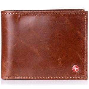 Alpine Swiss Mens RFID Blocking Leather Wallet Multi Card High Capacity Bifold