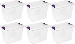 6 Pack) Sterilite 17631706 27-Quart ClearView Latch Box Storage Tote Container