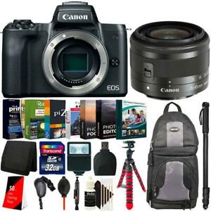 Canon EOS M50 Mirrorless Camera with 15-45mm Lens + 62" Monopod Accessory Kit