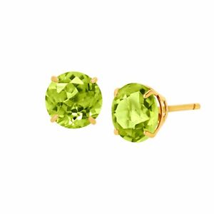 2 ct Natural Peridot Round-Cut Stud Earrings in 10K Gold