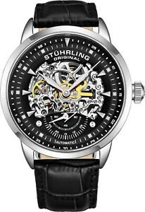 Stuhrling Executive Automatic Skeleton Men's Self Wind Leather Strap Watch