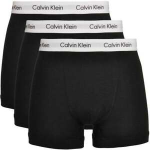 New in Box (3) Three Pack Men's Calvin Klein Cotton Boxer Brief Black Trunks