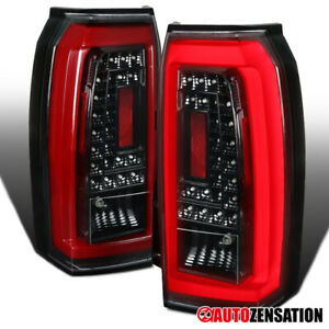 For 2015-2018 GMC Yukon XL Slick Black Clear Tail Lights Lamps w/ LED Tube Bar