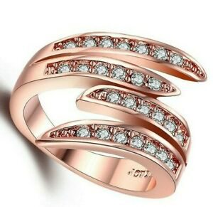 Made with Swarovski Crystals Pave Open Ring 14K Rose Gold Plated ITALY MADE