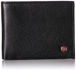 Alpine Swiss Mens Thin Bifold Wallet Top Grain Leather EZ Access Outer Card Slot