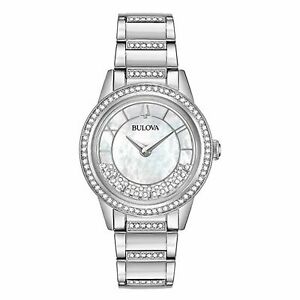 Bulova 96L257 Women's Crystal Turn Style White Quartz Watch