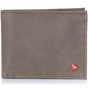 Alpine Swiss Mens Leather Wallet Multi Card Flip ID High Capacity Compact Bifold