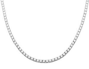 Tennis Necklace Iced Out 3 mm in Swarovski Crystals 16" 18K White Gold ITALY