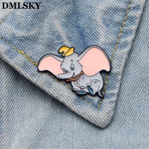 DMLSKY Dumbo Metal Enamel Pins Brooch For Dresses Backpack Badge Clothes Pin Cosplay Pins Hat Pin Cartoon Cute Brooch M2377