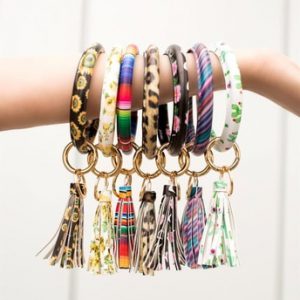 New Fashion Multicolor Leather Tassel Women Wristlet Keychain Bag Pendant Alloy Car Key Chain Ring Holder Retro Jewelry