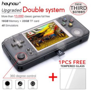 HEYNOW rs97 Plus Double system Retro Game Console 40 Emulators 64bit 3.0inch Portable Handheld Game Player 360 Degree controller