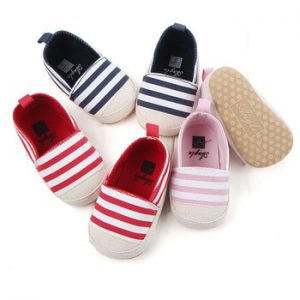 2019 Fashion Blue Striped Baby Boys Baby Girls Shoes Lovely Infant First Walkers Cute Soft Sole Toddler Baby Shoes Hot Sale