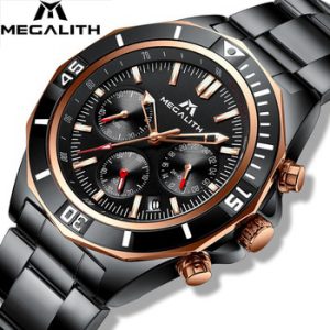 Relogio Masculino MEGALITH Watch Men Sports Waterproof Military Quartz Clock Stainless Steel Luminous Chronograph Wrist Watches