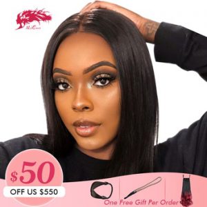 Brazilian Remy Hair Part Lace Wigs 130% Density Middle Part #1B/#613 Short Human Hair Wigs Ali Queen Hair L Part Lace Wig