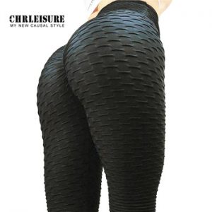 CHRLEISURE Black Leggings Women Polyester Ankle-Length Standard Fold Pants Elasticity Keep Slim Push Up Fitness Female Legging