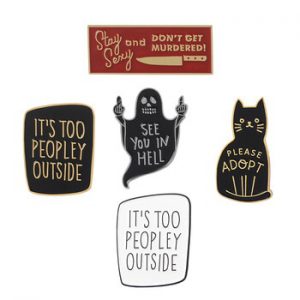 6 Styles Funny Motivational phrase Enamel pins Nameplate brain Cat Ghost Badges Brooches Jewelry Inspiration gifts to friends