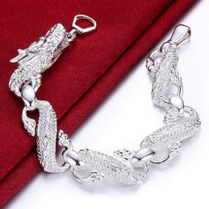 New Arrival 925 Silver Color Bracelet Bangle Cuff Men And Women Dragon Bracelet 925 Silver Fine Jewelry Party Gift