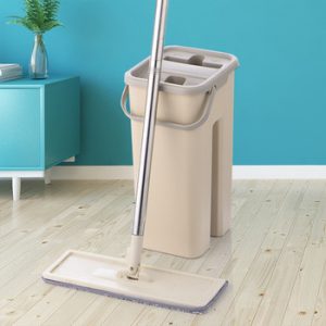 Flat Squeeze Mop and Bucket Hand Free Wringing Floor Cleaning Mop Microfiber Mop Pads Wet or Dry Usage on Hardwood Laminate Tile