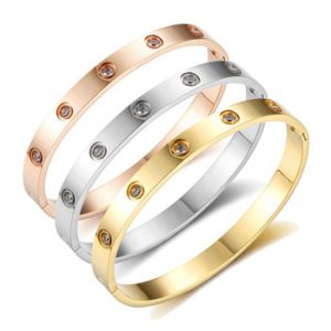 Screw Bracelets for Women Lover Stainless Steel Bracelets & Bangles Crystal Stone 3 Colors Fashion Women Jewelry Gift (BA101759)