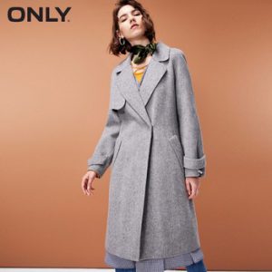 ONLY  womens' winter new wool long coat with woolen coat Side pocke Tie-up belt|11834S529