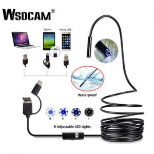 Endoscope Camera 7MM 3 in 1 USB Mini Camcorders IP67 Waterproof 6 LED Borescope Inspection Camera For Windows Macbook PC Android