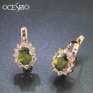 OCESRIO 2019 Fashion Green Stone Cubic Zirconia Earrings with Stones Zircon Drop Earrings Gold 585 Jewelry Wedding ers-j86