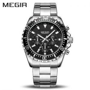 MEGIR Luxury Business Quartz Watch Men Brand Stainless Steel Chronograph Army Military Wrist Watch Clock Relogio Masculino Male