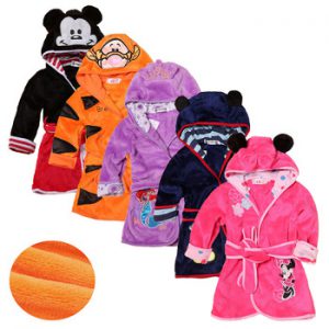 Cartoon Children's Robe Flannel Baby Bathrobe Long Sleeve Hooded Kids Bath Robe Lovely Animal Child Boy Girls Robes Kids Clothes