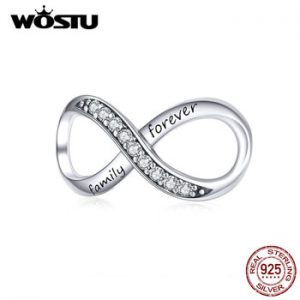 WOSTU Forever Family Infinity Love Charms 925 Sterling Silver Bead Fit Original Bracelet Pendant Cross Design Jewelry CQC1146