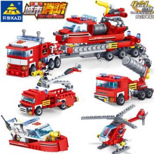 348Pcs City Fire Fighting Trucks Car Helicopter Boat Building Blocks Firefighter LegoINGLs Bricks Playmobil Toys Christmas Gifts