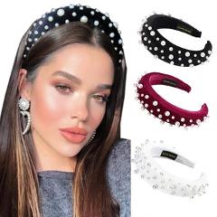 Haimeikang Fashion 2019 Pearls  Hairband Headband for Women Elegant Hair Band Padded  Hair Winter Accessories