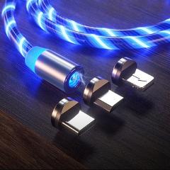 Magnetic Flowing Light LED Micro USB Cable For Samsung S10 S9 Type-c Charging Charge For iPhone 1M Magnet Charger Type C Cables