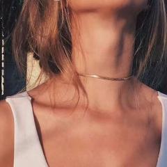 New Punk Chokers Necklaces For Women Sequins Simple Flat Blade Snake Collar  Necklace Gold Silver Fashion Jewelry #247801