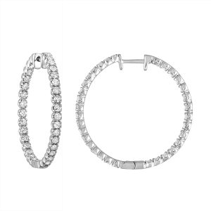 14K Gold Diamond Inside Out Hoop Earrings (2 cttw)