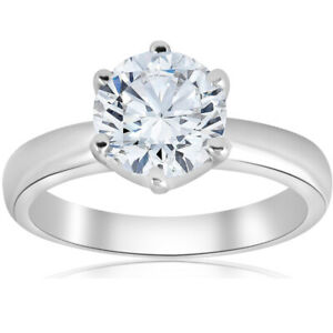 1 1/2ct Round Diamond Solitaire Engagement Ring Enhanced 6-Prong 14k White Gold