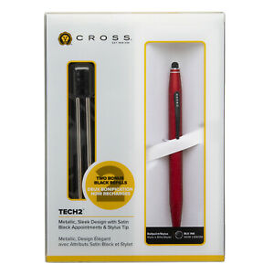 Cross Tech 2 Metallic Red Ballpoint Pen (Black Ink)