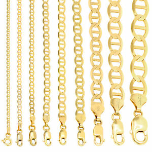 10K Yellow Gold Solid 2mm-10.5mm Mariner Anchor Chain Necklace Bracelet 7"- 30"