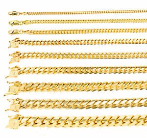 10K Yellow Gold Solid 2.7mm-10mm Miami Cuban Link Chain Necklace Bracelet 7"-30"