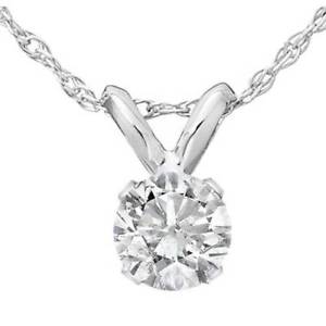 1/3ct Round Solitaire 14k White Gold Diamond Pendant