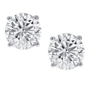 1/2ct Real (Natural) Round Diamond Solitaire Stud Earring set in 14K White Gold