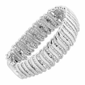 2 ct Diamond 'S' Link Tennis Bracelet in Plated Brass