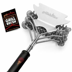 Grillaholics Bristle Free Grill Brush - 18" Safe BBQ Grill Cleaner & Scraper