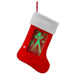 Alien / UFO Light Up Holiday Stocking Multicolor Lights With 3D Effect