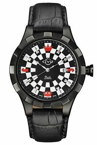 GV2 by Gevril Men's 9501 Scacchi Automatic Limited Edition Black Leather Watch