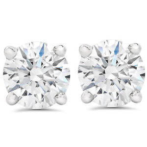 F SI 1.50 ct Round Round Diamond Studs with Screw Backs 14k White Gold Enhanced