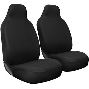 Seat Cover Set Front Integrated Bucket for Car Truck SUV Flat Cloth - 2pc Black