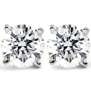 1 CT. T.W. Genuine White Diamond Studs 14K White or Yellow Gold