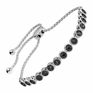 1/3 ct Black Diamond Bolo Bracelet in Sterling Silver